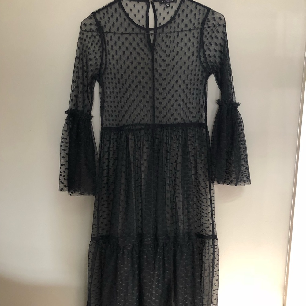 Sheer long sleeved overlay dress